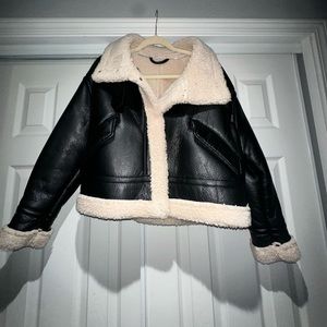Faux Leather Fur Jacket Size Small